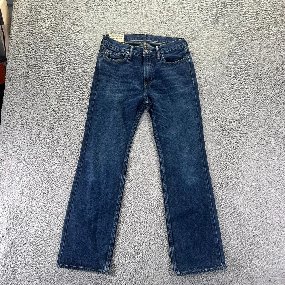 Abercrombie & Fitch Jeans Boys 16 Blue Cotton Denim Straight Leg Whiskered Faded